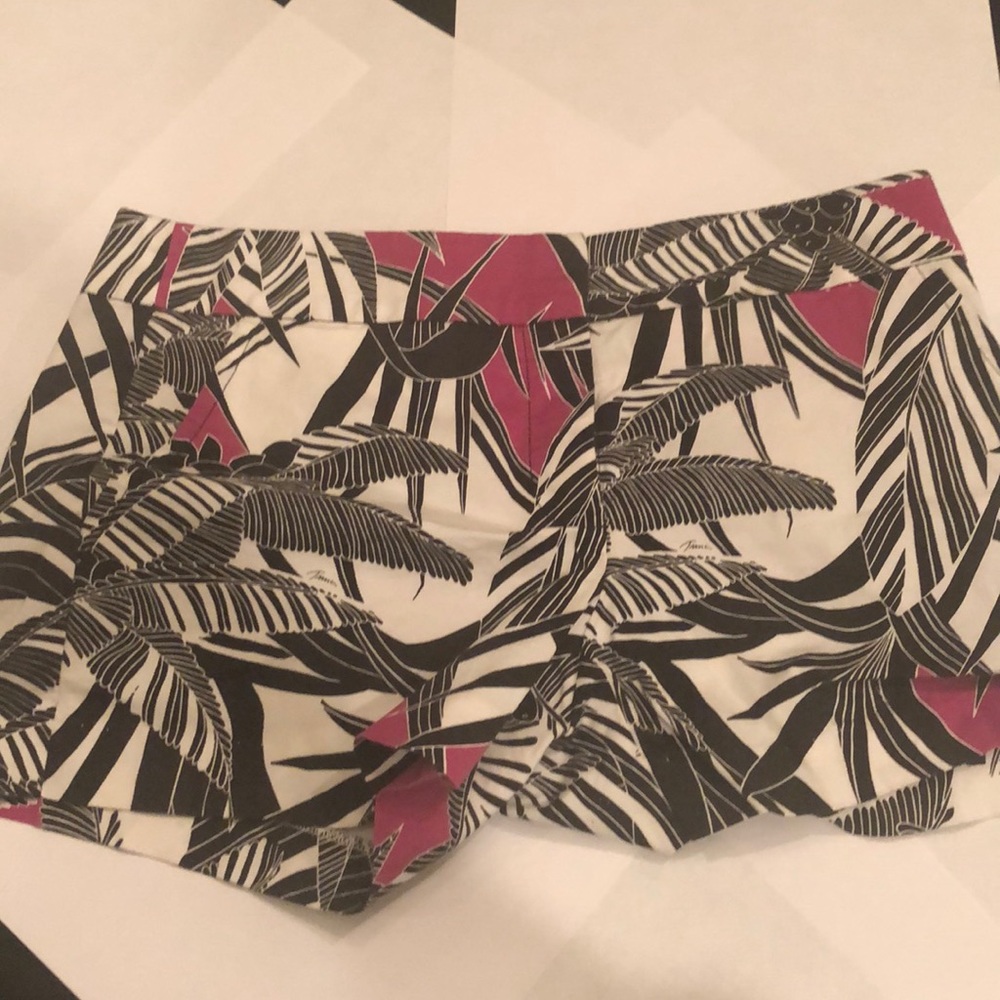 Black and Pink Palm Tree Print Shorts